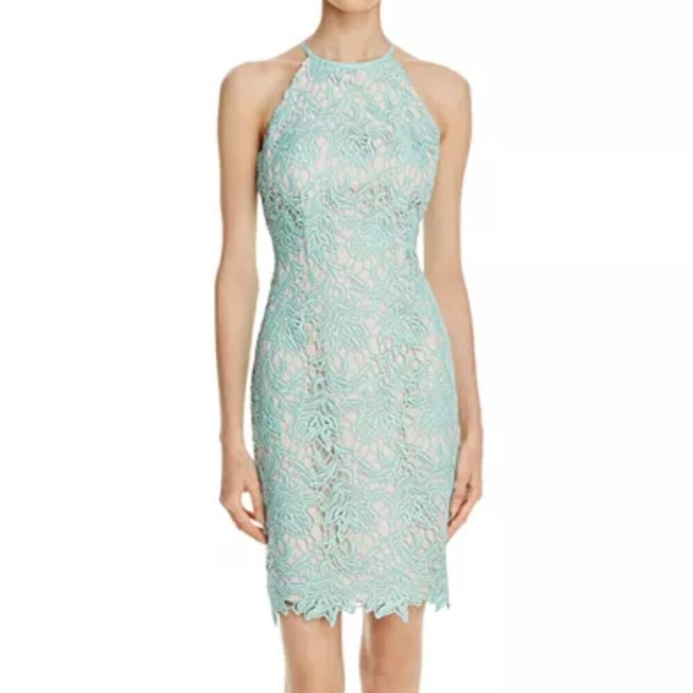 Keepsake True Love Mint Lace Sleeveless Mini Dress, Size Medium